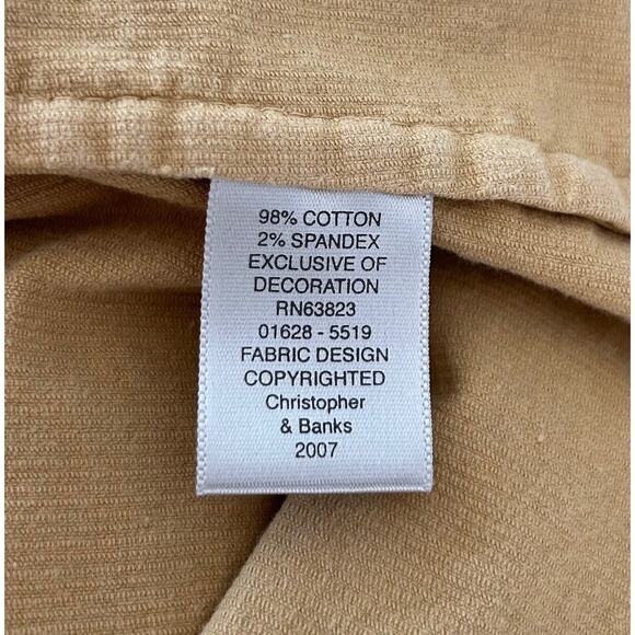 Christopher & Banks Sze Medium Corduroy Fall Harvest Embroidered Shacket Mustard - Picture 7 of 7